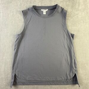 Athleta Womens Muscle Tank Top Blue Gray Sleeveless Crew Neck High Low Medium